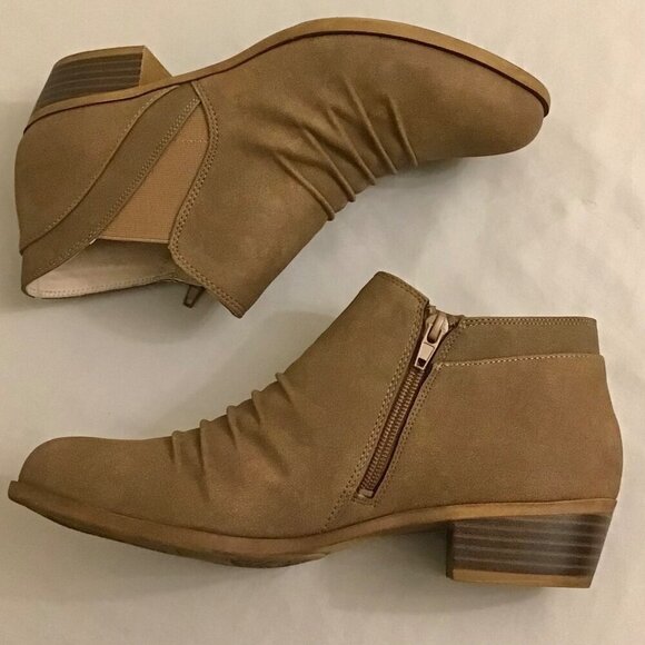 Life Stride 10 Aurora Ankle Boots Women’s Booties Brown Chunky Block Heels - Picture 9 of 11